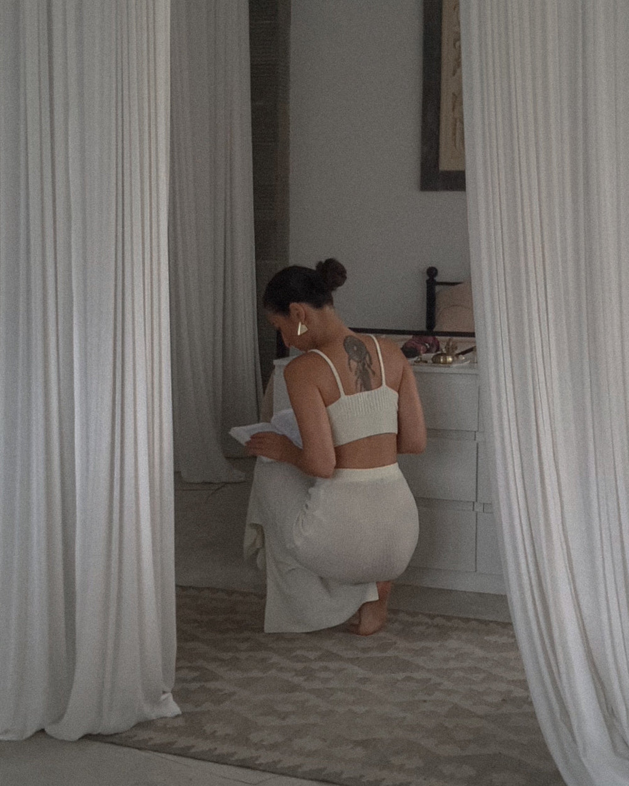 Iluh Knit Rib Midi Skirt