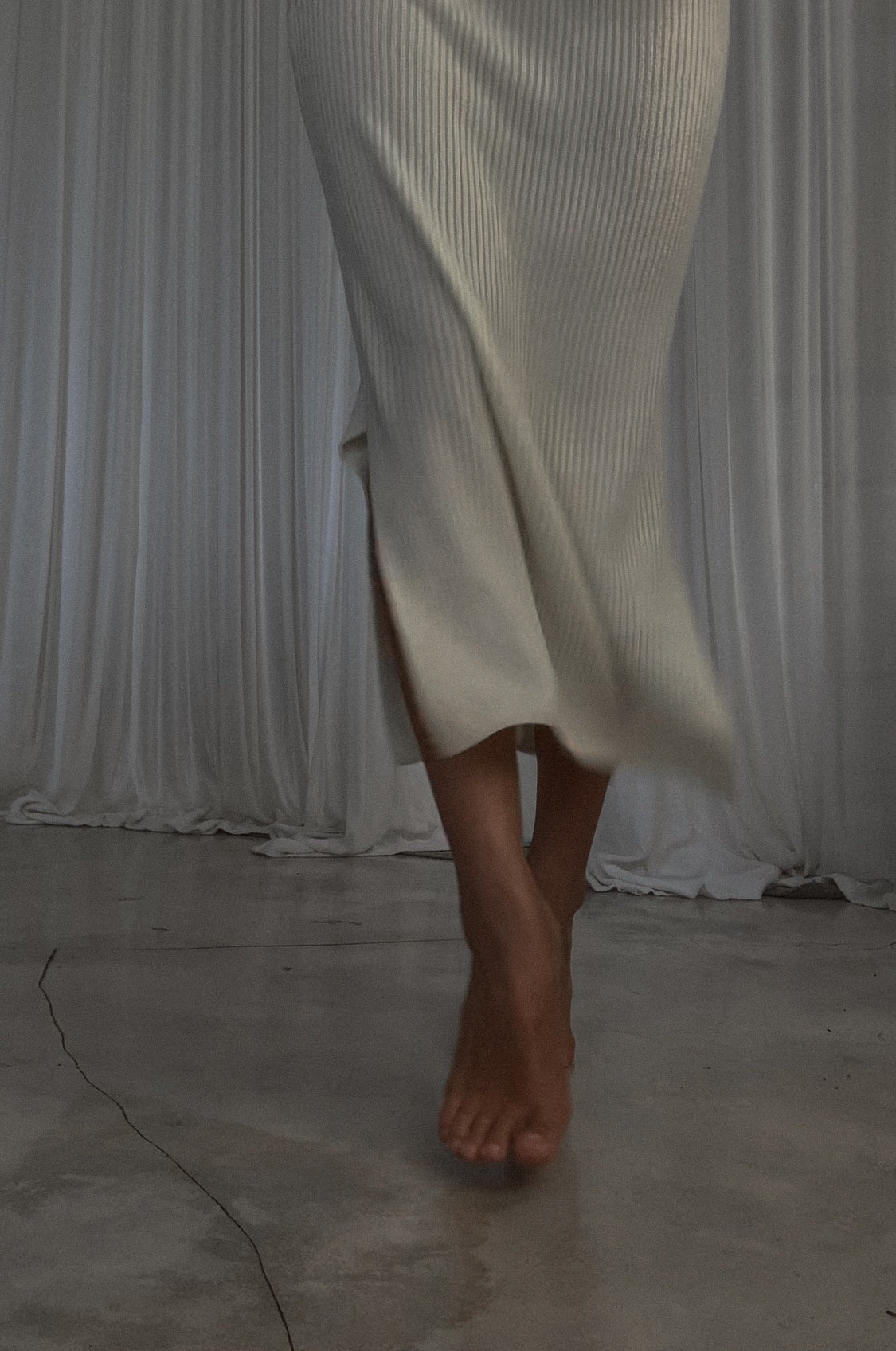 Iluh Knit Rib Midi Skirt