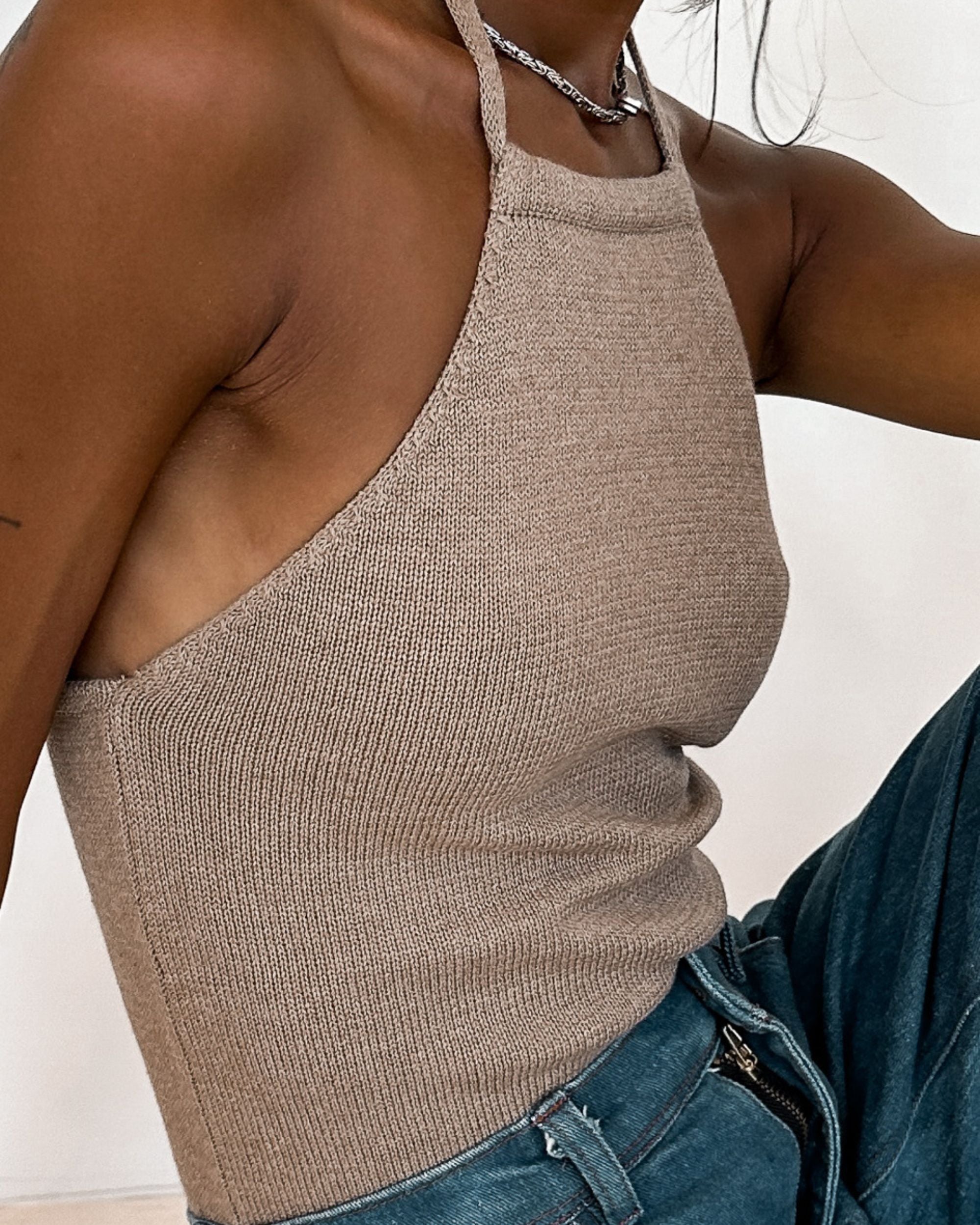 Octa Halter Neckline Top Knitted Cotton