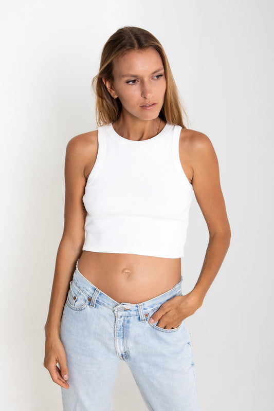 Setia Ribbed Cropped Racer Crop Tank