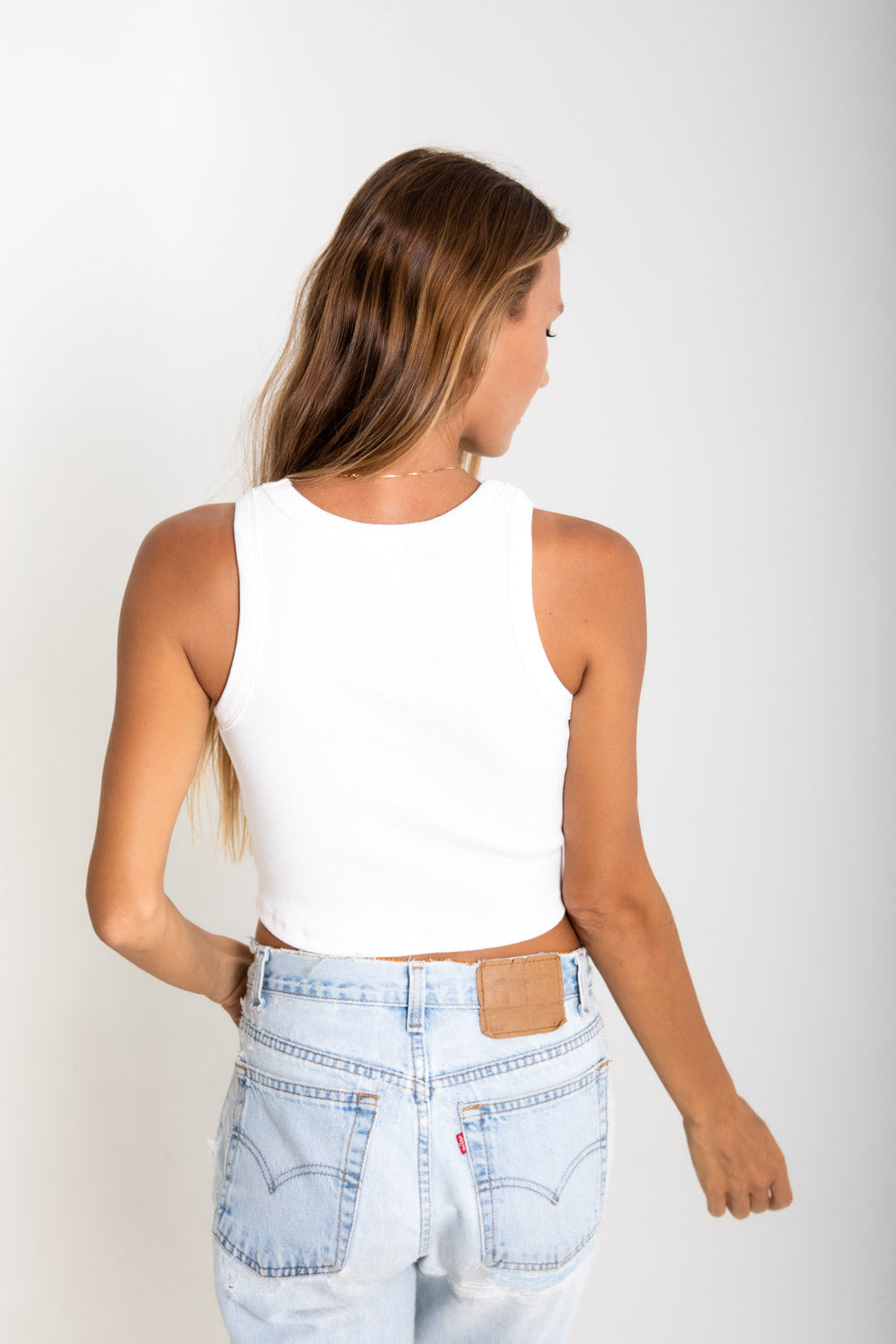 Setia Ribbed Cropped Racer Crop Tank